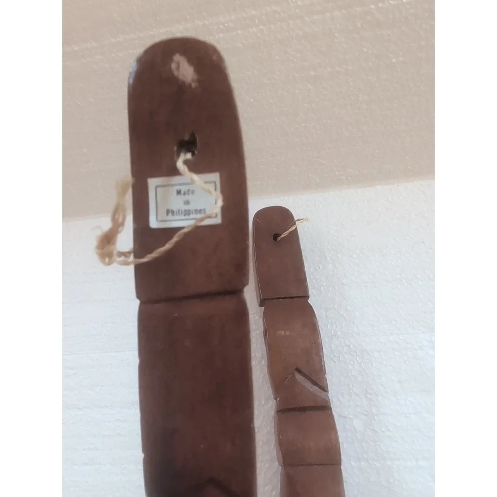 VTG Souvenir Wood Fork & Spoon Carved Tiki Totem Mid Century Decor Kitchen